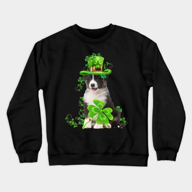 Lucky Australian Shepherd Shamrock St Patrick's Day Crewneck Sweatshirt by PlumleelaurineArt